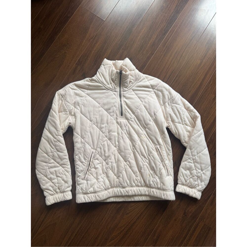 Abercrombie XS CREAM QUILTED QUARTER ZIP SWEATSHIRT